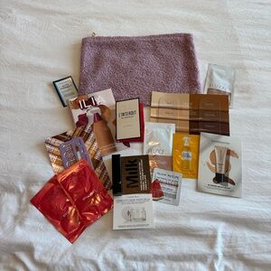 Purple Cosmetic Pouch with Skincare Samples